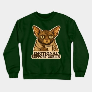 Emotional Support Goblin - Devon Rex Cat Crewneck Sweatshirt